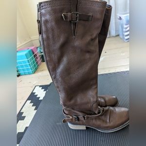 Steve Madden Brown Leather Knee High Boots Ravinn Womens 10